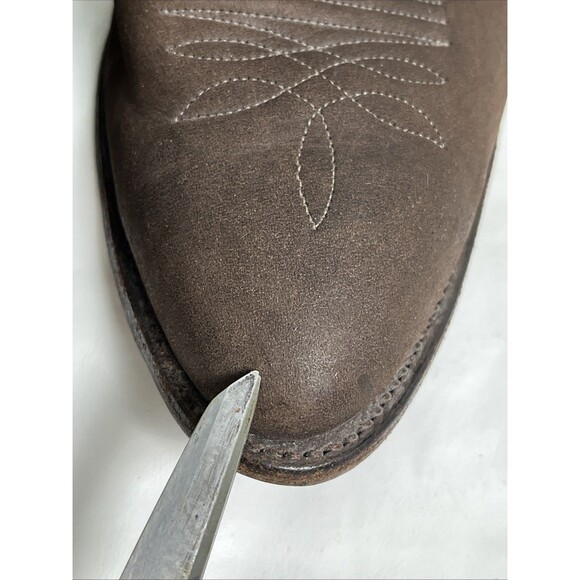VTG Nocona Cowboy Boots Mens 9.5D Made In USA Brown Leather Western Snip Toe USA main image 8